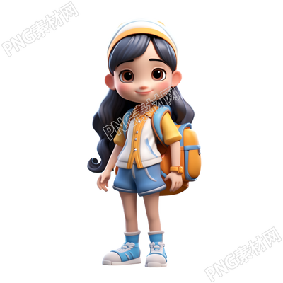 可爱中国女学生PNG插图