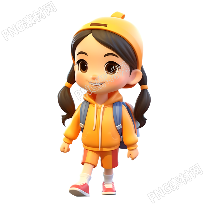 中国学生可爱小女孩PNG图形素材