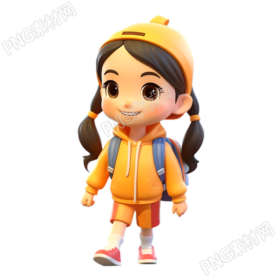 中国学生可爱小女孩PNG图形素材