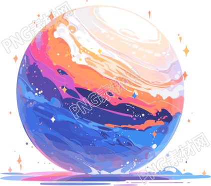 2D极简商业插画亮眼的外星行星插图