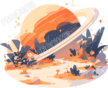 橙色行星商业插画设计元素