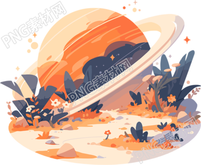 橙色行星商业插画设计元素