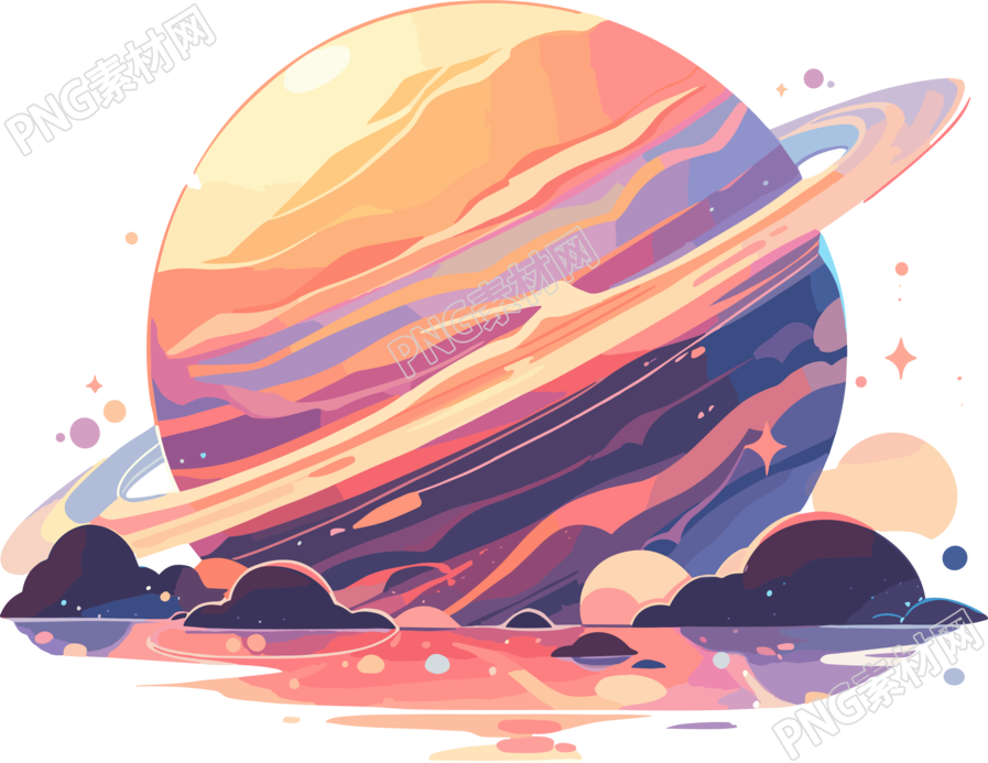 2D简约外星行星商业插画