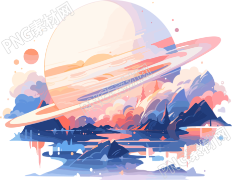 科幻星球2D极简商业插画
