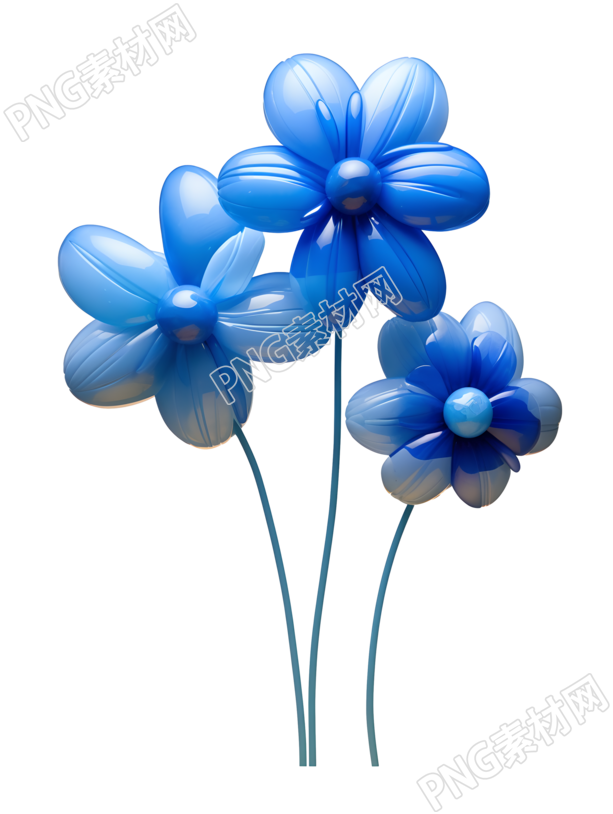 商业设计蓝色气球花PNG插画