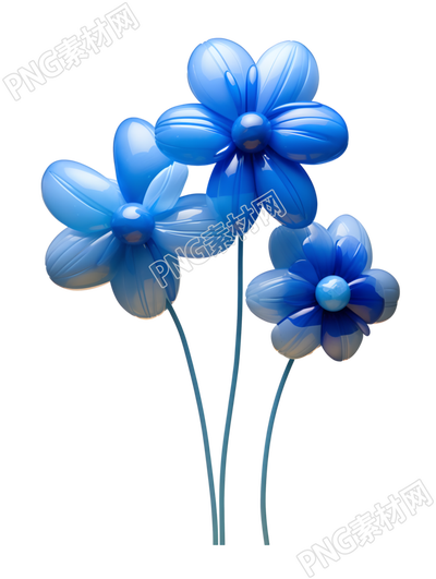 商业设计蓝色气球花PNG插画