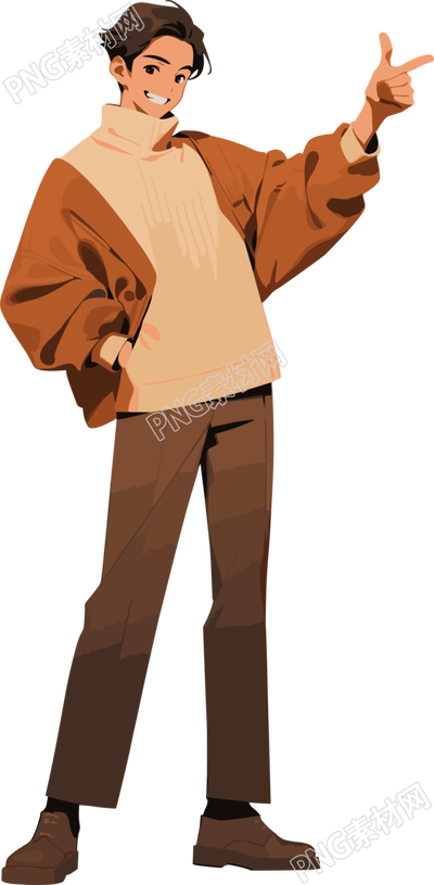 簡約扁平插畫冬季穿搭男生元素