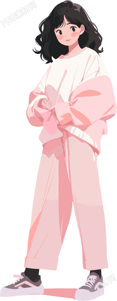 粉嫩冬季套装的女生PNG图形素材