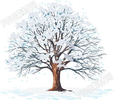落雪的大樹冬天創(chuàng)意插圖
