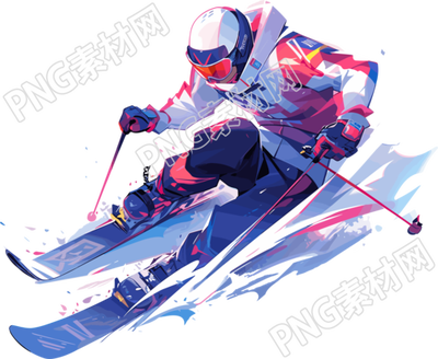 滑雪運動員平面插圖