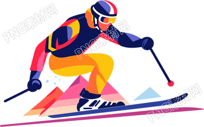 平面滑雪運動員插圖素材