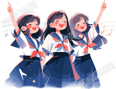 明亮背景的合唱女生插畫(huà)設(shè)計(jì)