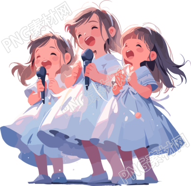 合唱的小女孩2D图形插画