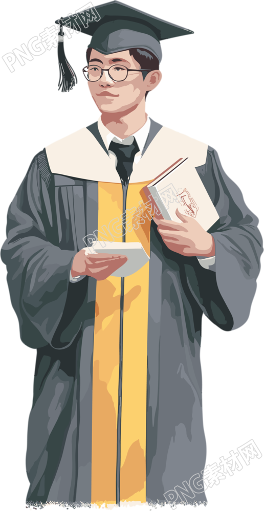 穿学士服的男学生高清插图设计素材