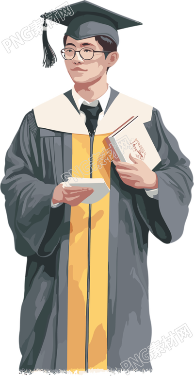 穿學士服的男學生高清插圖設計素材