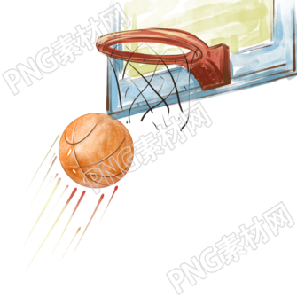 透明背景籃球比賽籃球投入球框插畫