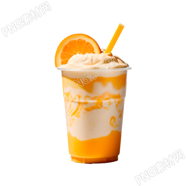 透明塑料杯装的美味奶昔商用插画