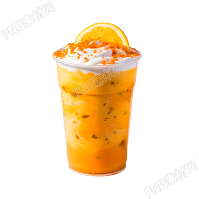 透明塑料杯裝芒果奶昔插圖