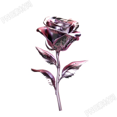 精美玫瑰花模型金屬風(fēng)格插畫