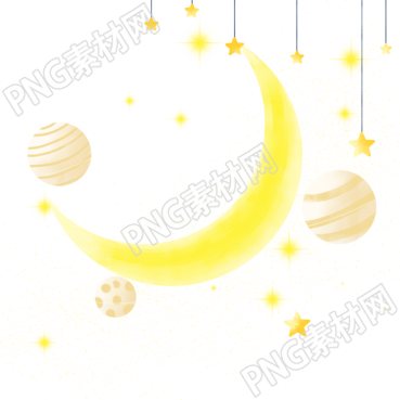 夜晚的星星月亮星球繪本故事插圖