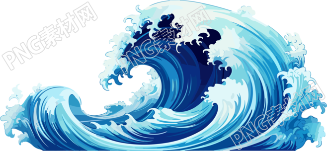 蓝色海浪创意设计插画