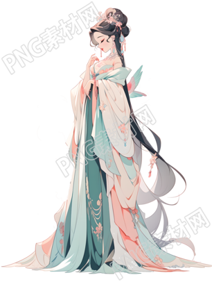 多彩繡花服飾漢服女神插畫設(shè)計(jì)