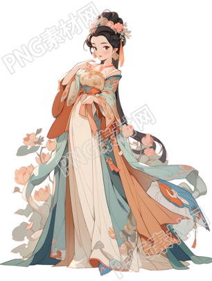 中國(guó)傳統(tǒng)服裝漢服女神插畫