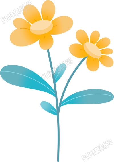 兩朵黃色小花童趣風(fēng)插畫