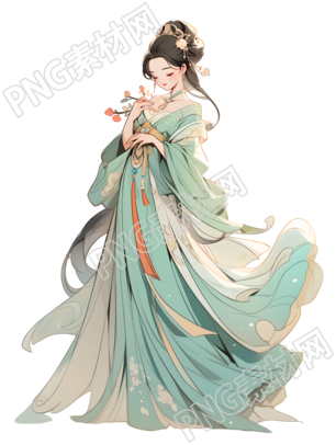 高清刺繡華麗漢服女神插畫