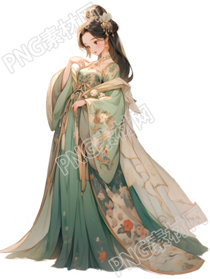 华美服饰敦煌女神透明背景插画