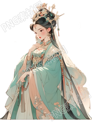 古風(fēng)美女華麗漢服PNG插畫