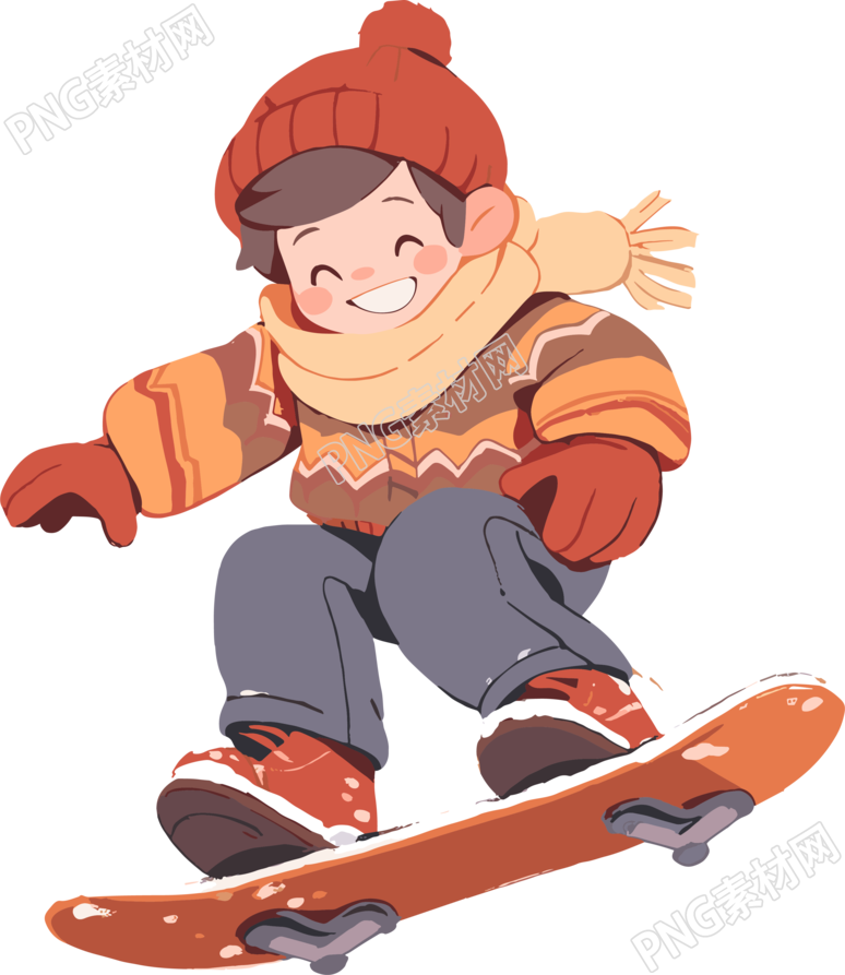 温暖秋冬款毛衣卡通男孩滑雪元素