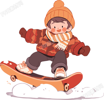 可愛動畫男孩滑雪插圖