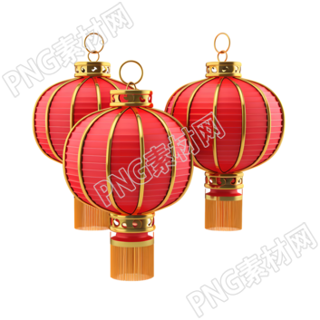 三個(gè)紅色中國燈籠插畫設(shè)計(jì)