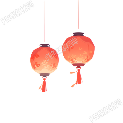 兩個(gè)紅色中國燈籠節(jié)日燈籠設(shè)計(jì)元素