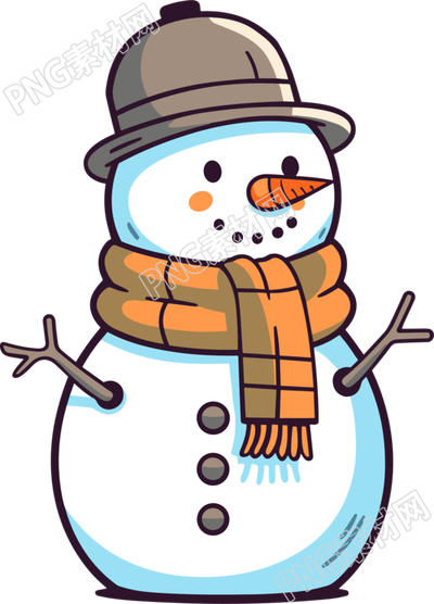 可愛雪人佩戴圍巾插圖
