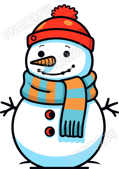 可愛的雪人透明背景插畫素材