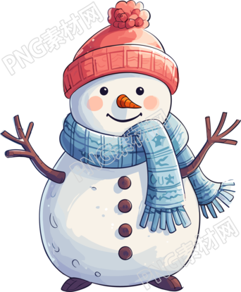 可愛的雪人扁平插畫PNG素材