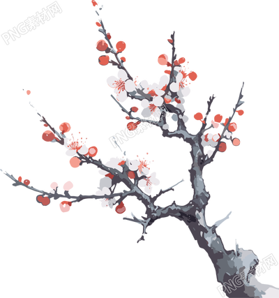 冬季梅花平面插畫商業(yè)設(shè)計(jì)素材