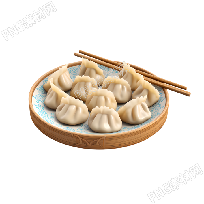 简笔3D动画图美味中式饺子素材