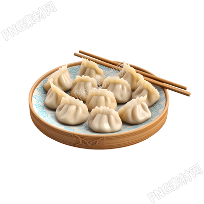 簡筆3D動(dòng)畫圖美味中式餃子素材