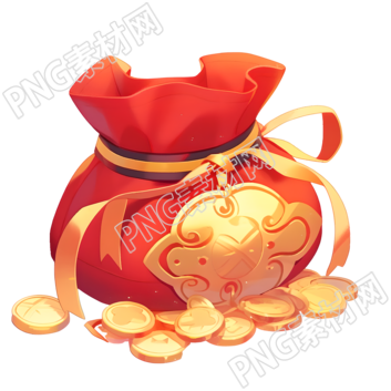 可愛(ài)卡通金色紅色袋子插圖