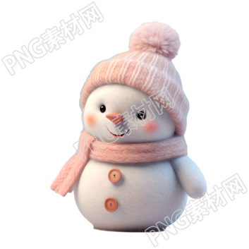 戴帽子的小雪人插画