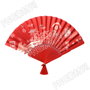 中國(guó)風(fēng)純紅色折扇扁平插畫(huà)設(shè)計(jì)