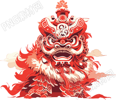 喜慶的中國(guó)新年舞獅矢量圖素材