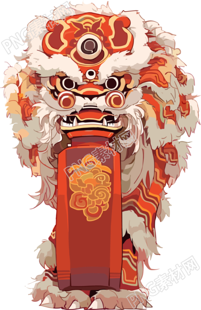 中國(guó)新年獅子紅色系列插畫(huà)