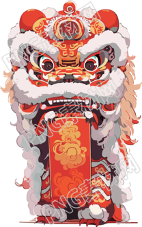 彩色中國(guó)新年獅子插畫(huà)