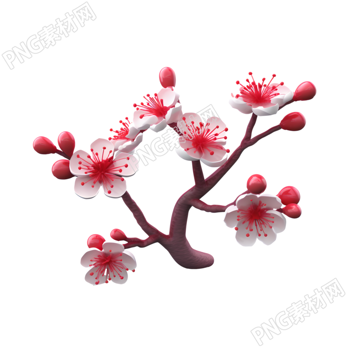 粉色梅花分支插画