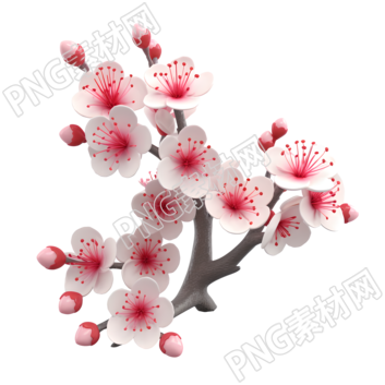 梅花分支柔和光照插畫(huà)