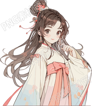 可商用的可愛中國女孩插圖